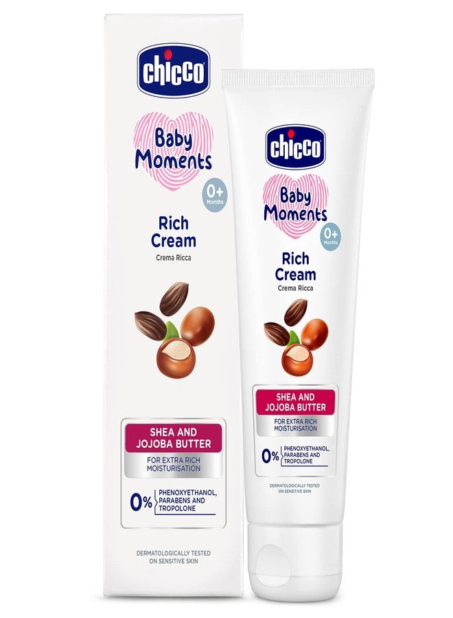 Chicco Baby Moments Rich Cream for Newborn Babies with Shea & Jojoba Butter, 100g| Rich Moisturization and Dryness Prevention |Dermatologically Tested |Phenoxyethanol, Parabens & Lauryl sulphates free - Image 1