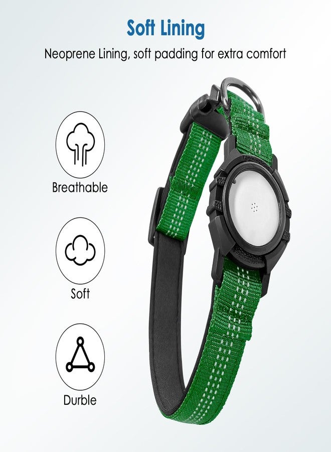 Rechale Upgraded AirTag Dog Collar, Reflective & Waterproof Adjustable Dog Collar, Secure Fit for Small Medium Large Dogs, Durable Nylon Pet Collar with Easy AirTag Holder for Real-Time Location (Green S) - Image 5