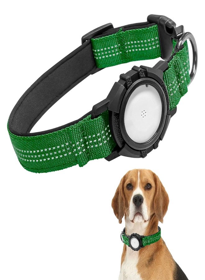 Rechale Upgraded AirTag Dog Collar, Reflective & Waterproof Adjustable Dog Collar, Secure Fit for Small Medium Large Dogs, Durable Nylon Pet Collar with Easy AirTag Holder for Real-Time Location (Green S) - Image 1