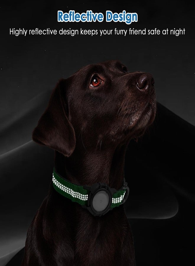 Rechale Upgraded AirTag Dog Collar, Reflective & Waterproof Adjustable Dog Collar, Secure Fit for Small Medium Large Dogs, Durable Nylon Pet Collar with Easy AirTag Holder for Real-Time Location (Green S) - Image 4