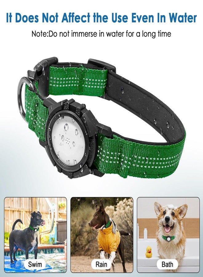Rechale Upgraded AirTag Dog Collar, Reflective & Waterproof Adjustable Dog Collar, Secure Fit for Small Medium Large Dogs, Durable Nylon Pet Collar with Easy AirTag Holder for Real-Time Location (Green S) - Image 2