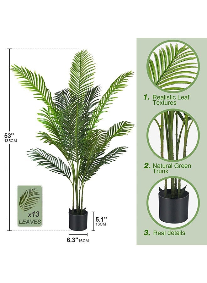Arabest Artificial Tree Fake Plants,135cm Areca Palm Fake Trees Faux Plants Indoor Realistic Plants for Office Home Room Store Decor - Image 4