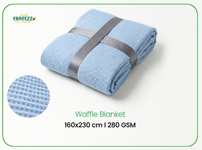 EBREEZZ Premium Waffle Cotton Blanket – 160×230 cm | 280 GSM - Image 1