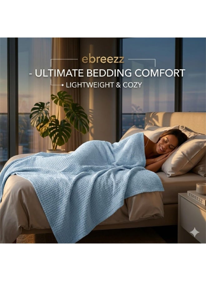 EBREEZZ Premium Waffle Cotton Blanket – 160×230 cm | 280 GSM - Image 3