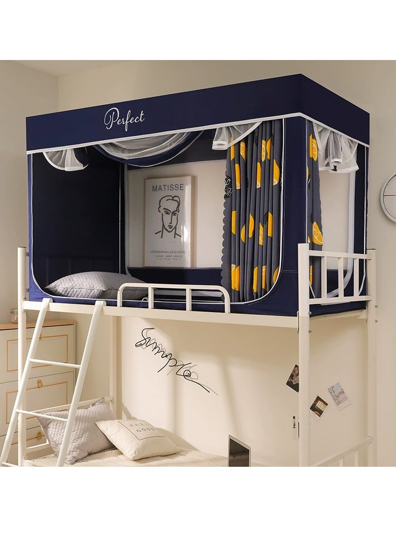 Y&D Blackout Upper Berth Bunk Bed Curtains Dormitory Room Lightproof Decorative Roommate Privacy Cover Canopy Photo Background Decor Backdrop Blackout Curtain 6 Panels with a Top  - Image 1