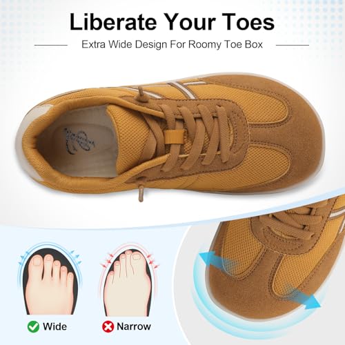 LeIsfIt Women's Barefoot Slip-On Shoes Wide Toe Box Zero Drop Casual Sneakers Non-Slip Breathable Walking Shoes for Tennis & Everyday Brown Size 9 - Image 3