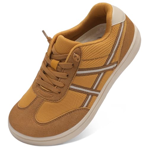 LeIsfIt Women's Barefoot Slip-On Shoes Wide Toe Box Zero Drop Casual Sneakers Non-Slip Breathable Walking Shoes for Tennis & Everyday Brown Size 9 - Image 1