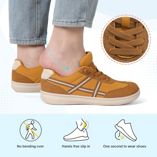 LeIsfIt Women's Barefoot Slip-On Shoes Wide Toe Box Zero Drop Casual Sneakers Non-Slip Breathable Walking Shoes for Tennis & Everyday Brown Size 9 - Image 4