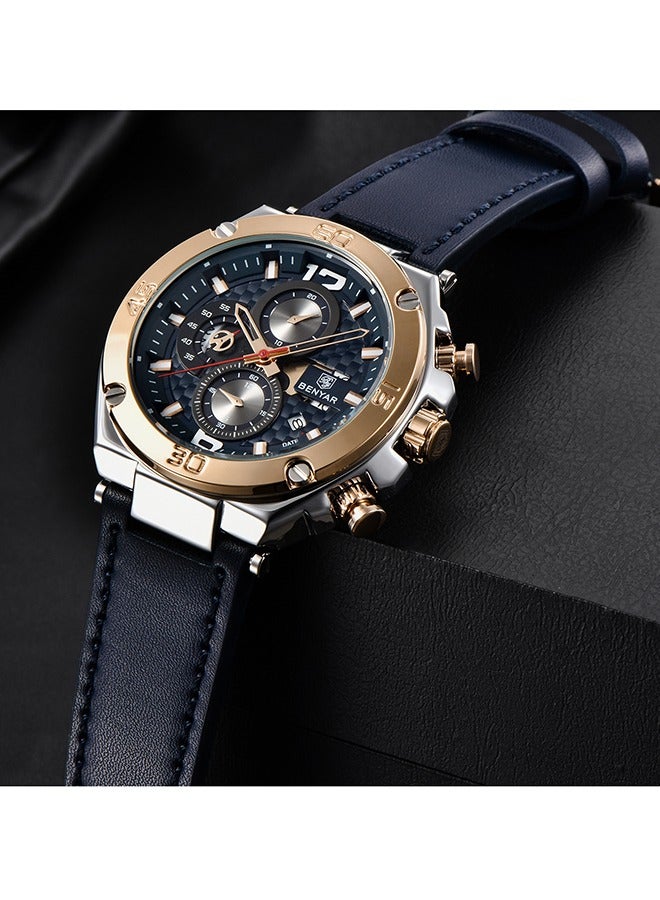 BENYAR Watches for Men Quartz Movement Analog Chronograph Fashion Business Sport Design Leather Strap 30M Waterproof Mens Wrist Watch - Image 5