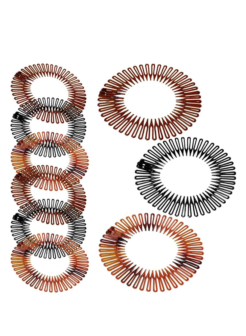 أوزيغالور 9 قطع أداة نمو الشعر المتحركة الكاملة الدائرية مجسمة مرنة معدنية دائرية متوسعة لعصا الشعر الحامل الخيط الرأس للنساء والفتيات، 3 ألوان - Image 1