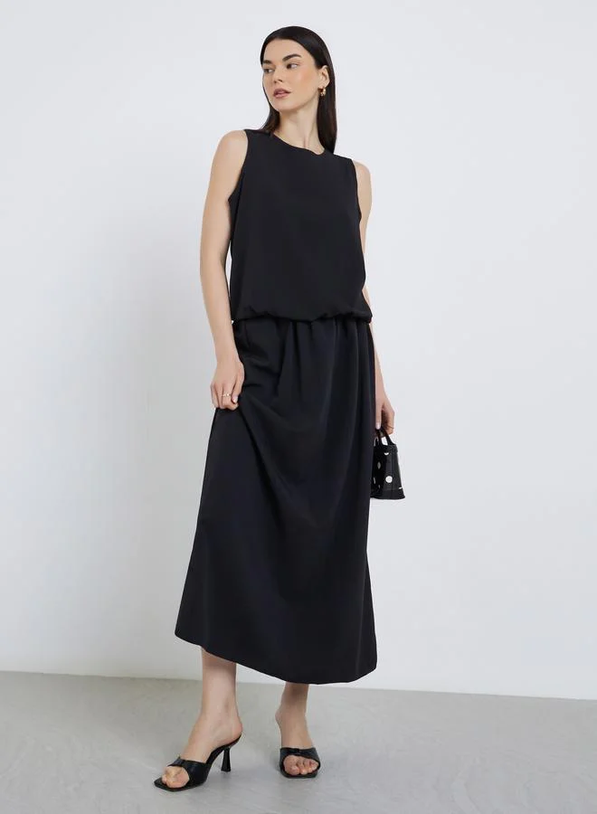 Take Two Take Two Women Black Solid Top and Skirts Co-Ords