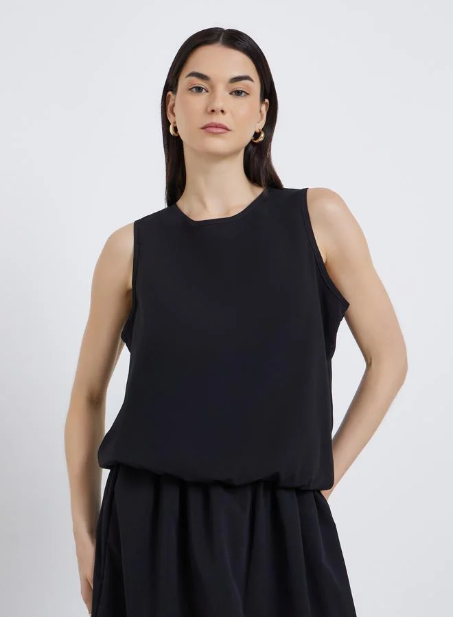 Take Two Take Two Women Black Solid Top and Skirts Co-Ords