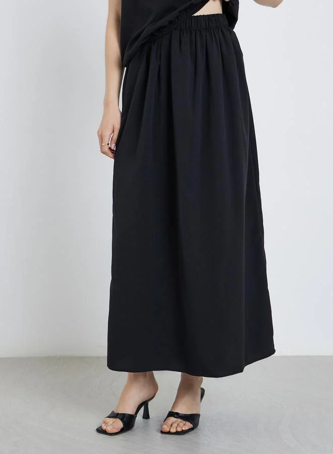 Take Two Take Two Women Black Solid Top and Skirts Co-Ords