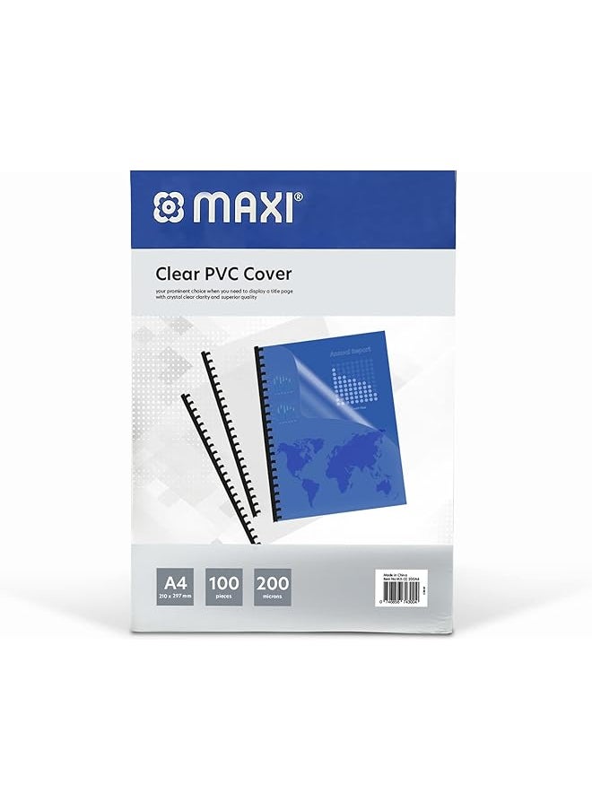 Maxi Clear Binding Cover A4 200 Micron Pack Of 100Pcs  - Image 1