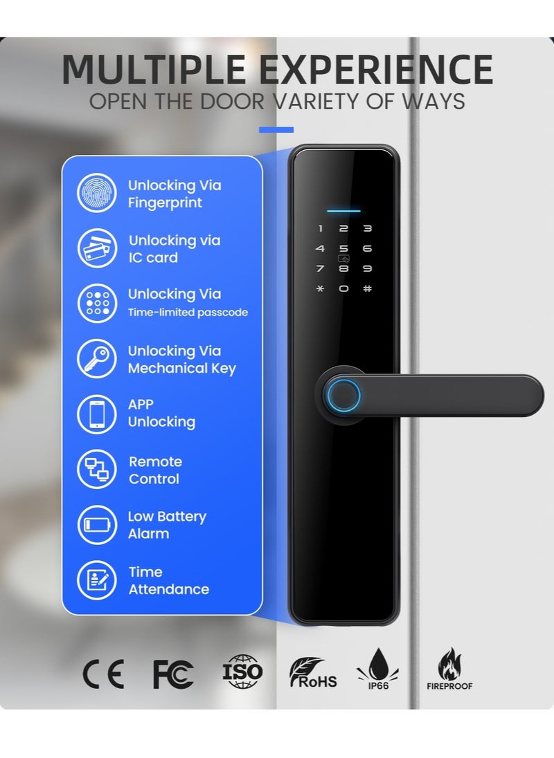 EVEREEN - LS-C91 Smart WiFi Fingerprint Door Lock - 8 Unlock Methods | App, Bluetooth, Key, Password, Card, Combo | Secure Home Entry System (Gold, Tuya version) - Image 1