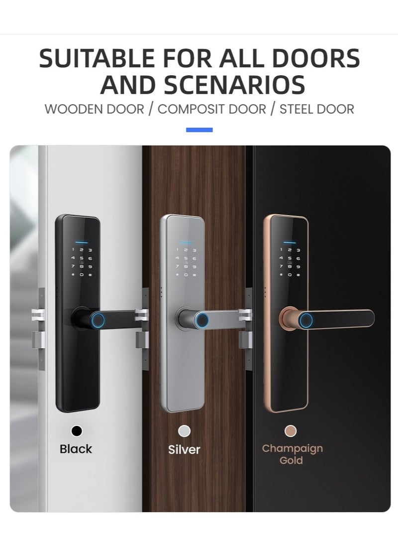EVEREEN - LS-C91 Smart WiFi Fingerprint Door Lock - 8 Unlock Methods | App, Bluetooth, Key, Password, Card, Combo | Secure Home Entry System (Gold, Tuya version) - Image 1