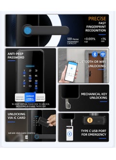 EVEREEN LS-C91 Smart WiFi Fingerprint Door Lock - 8 Unlock Methods | App, Bluetooth, Key, Password, Card, Combo | Secure Home Entry System (Gold, Tuya version)  - Image 4