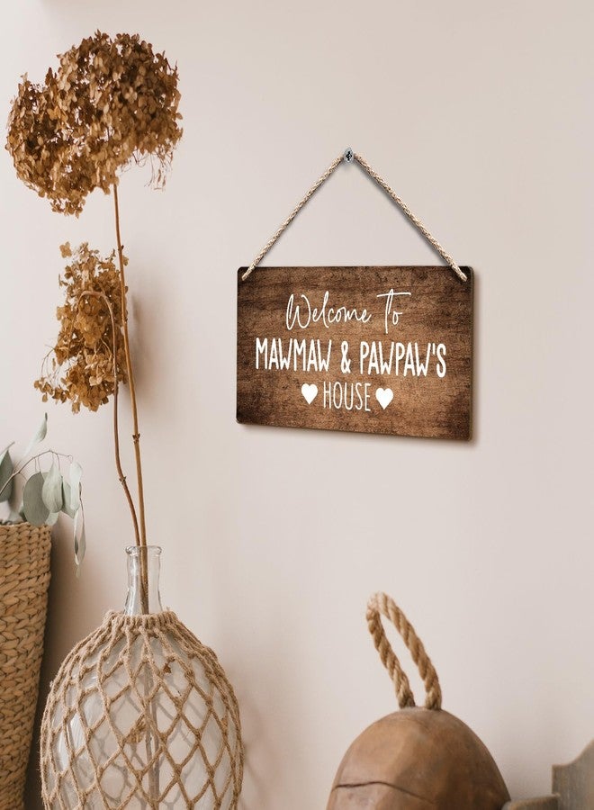 FUGWN Welcome to Mawmaw and Pawpaw's House Hanging Wooden Signs 12x6, Mawmaw Pawpaw Gifts, Grandparents Gifts House Wall Decor, Grandkids Welcome Sign Home Decor Gifts for Grandparents - Image 4