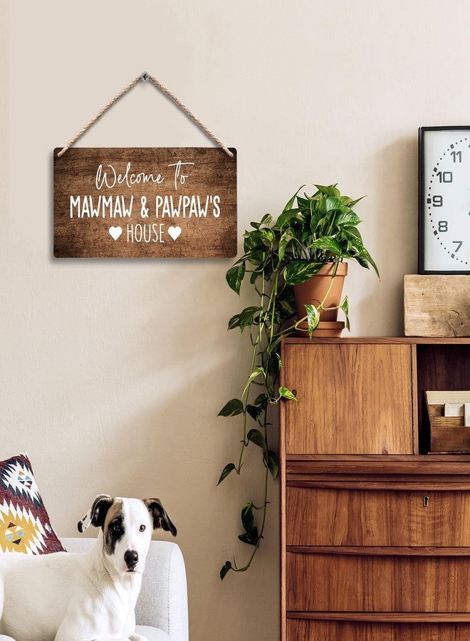 FUGWN Welcome to Mawmaw and Pawpaw's House Hanging Wooden Signs 12x6, Mawmaw Pawpaw Gifts, Grandparents Gifts House Wall Decor, Grandkids Welcome Sign Home Decor Gifts for Grandparents - Image 2