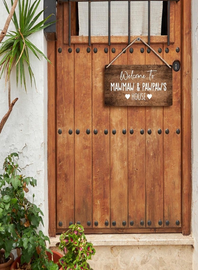 FUGWN Welcome to Mawmaw and Pawpaw's House Hanging Wooden Signs 12x6, Mawmaw Pawpaw Gifts, Grandparents Gifts House Wall Decor, Grandkids Welcome Sign Home Decor Gifts for Grandparents - Image 3
