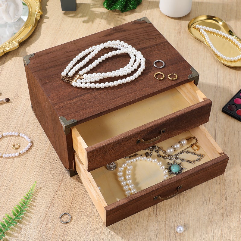 Wooden Desk Organizer, Two Drawers for Office Supplies and Jewelry, Stylish Home Decor - Image 4