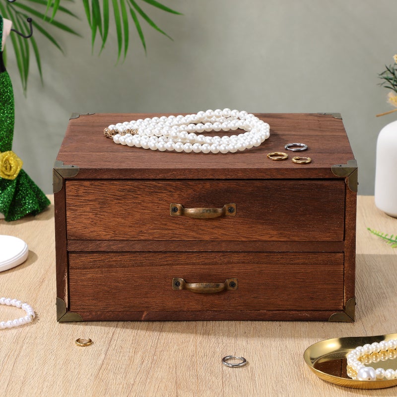 Wooden Desk Organizer, Two Drawers for Office Supplies and Jewelry, Stylish Home Decor - Image 3