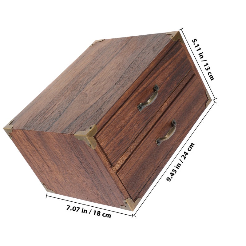 Wooden Desk Organizer, Two Drawers for Office Supplies and Jewelry, Stylish Home Decor - Image 2