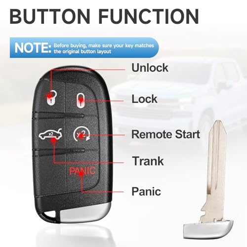 LYFUCESS Key Fob Replacement Fits for Chrysler 300 2011 2012 2013 2014 2015 2016 2017 2018 Dodge Charger 2011-2018 Challenger 2015-2018 Dart 2014-2016 Smart Keyless Entry Remote Control - Image 4