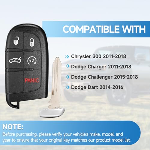 LYFUCESS Key Fob Replacement Fits for Chrysler 300 2011 2012 2013 2014 2015 2016 2017 2018 Dodge Charger 2011-2018 Challenger 2015-2018 Dart 2014-2016 Smart Keyless Entry Remote Control - Image 3