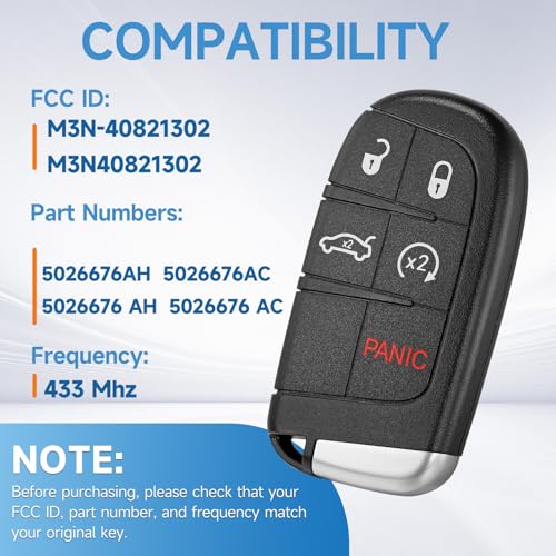 LYFUCESS Key Fob Replacement Fits for Chrysler 300 2011 2012 2013 2014 2015 2016 2017 2018 Dodge Charger 2011-2018 Challenger 2015-2018 Dart 2014-2016 Smart Keyless Entry Remote Control - Image 2