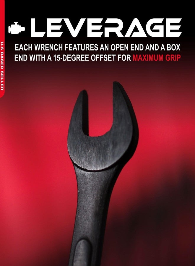 ABN Combination Wrench Set - 16 Pc Raised Panel Metric Wrench Set with Wrench Roll Up Pouch, Black Spanner Wrench Set - Image 5