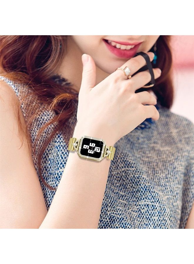 Joyozy Magnetic Band Compatible with Apple Watch Band 38mm 40mm 41mm 42mm 44mm 45mm Milanese Strap with Bling Glitter Case and Screen Protector Dressy Stainless Steel iWatch Loop for Women (Gold 40mm) - Image 2
