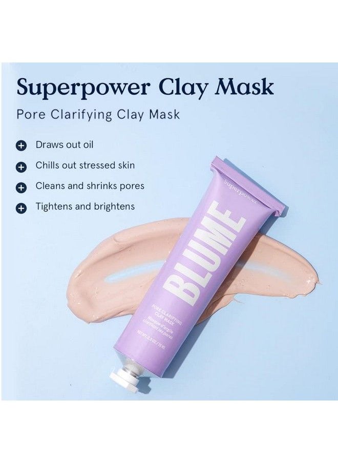 Blume - Superpower Clay Mask Bentonite + Kaolin Clay Pore Cleansing Mask Vegan Brightening + Refining Pore Minimizer Face Mask For All Skin Types (75G) - Image 1