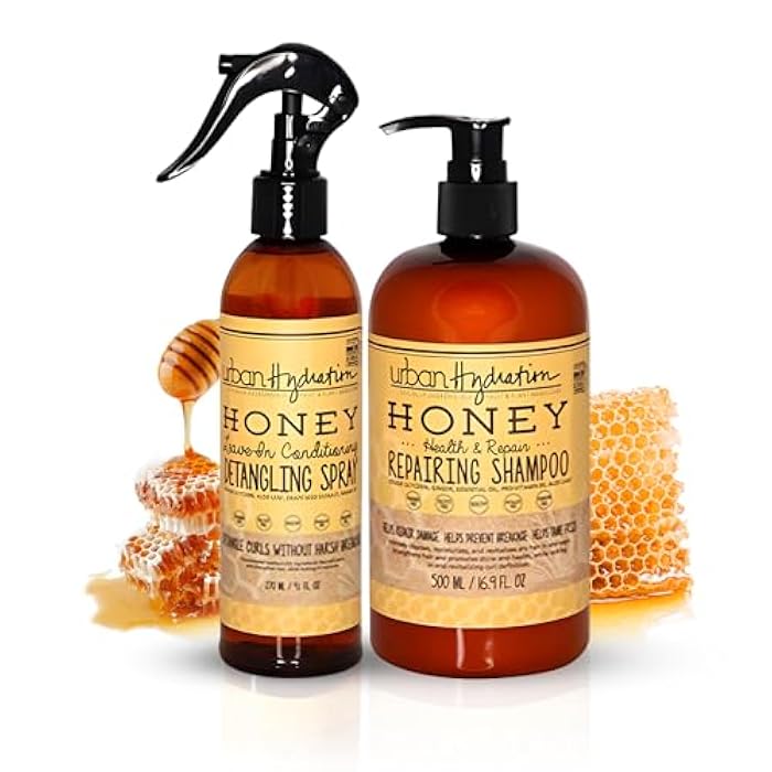 Urban Hydration Honey Health and Repair Shampoo and Detangler Duo Pack | Sulfate, Paraben and Dye Free, Cleanses, Detangles, Hydrates, Tames Frizz, and Repairs For Soft and Shiny Hair, All Hair Types - Image 1