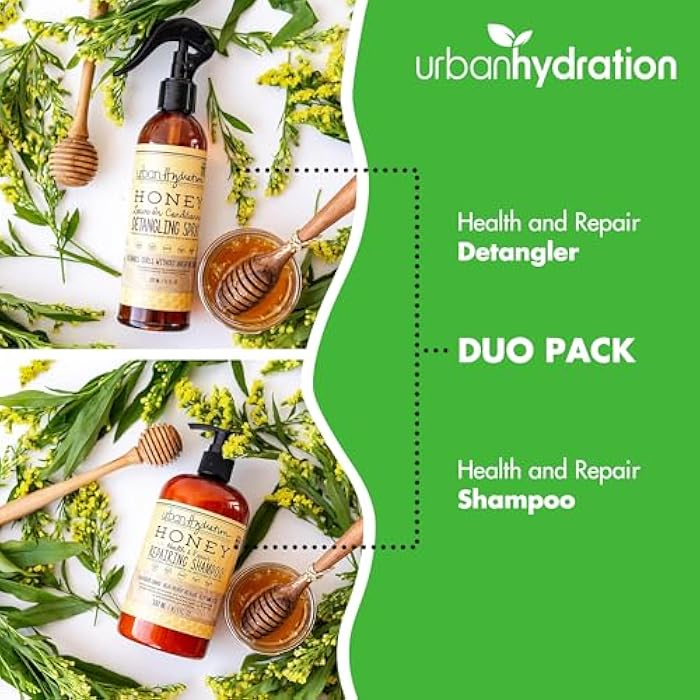 Urban Hydration Honey Health and Repair Shampoo and Detangler Duo Pack | Sulfate, Paraben and Dye Free, Cleanses, Detangles, Hydrates, Tames Frizz, and Repairs For Soft and Shiny Hair, All Hair Types - Image 4