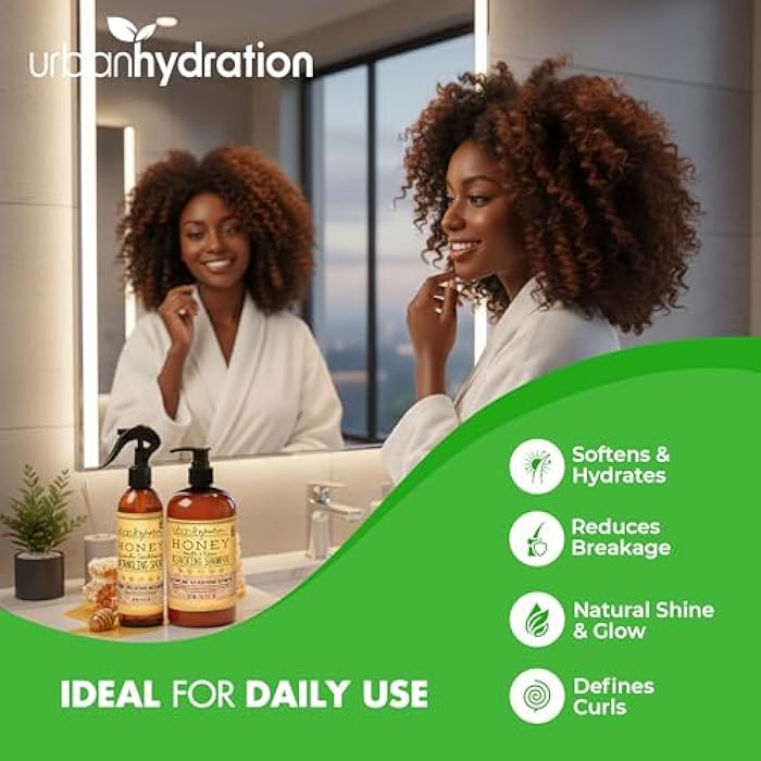 Urban Hydration Honey Health and Repair Shampoo and Detangler Duo Pack | Sulfate, Paraben and Dye Free, Cleanses, Detangles, Hydrates, Tames Frizz, and Repairs For Soft and Shiny Hair, All Hair Types - Image 3