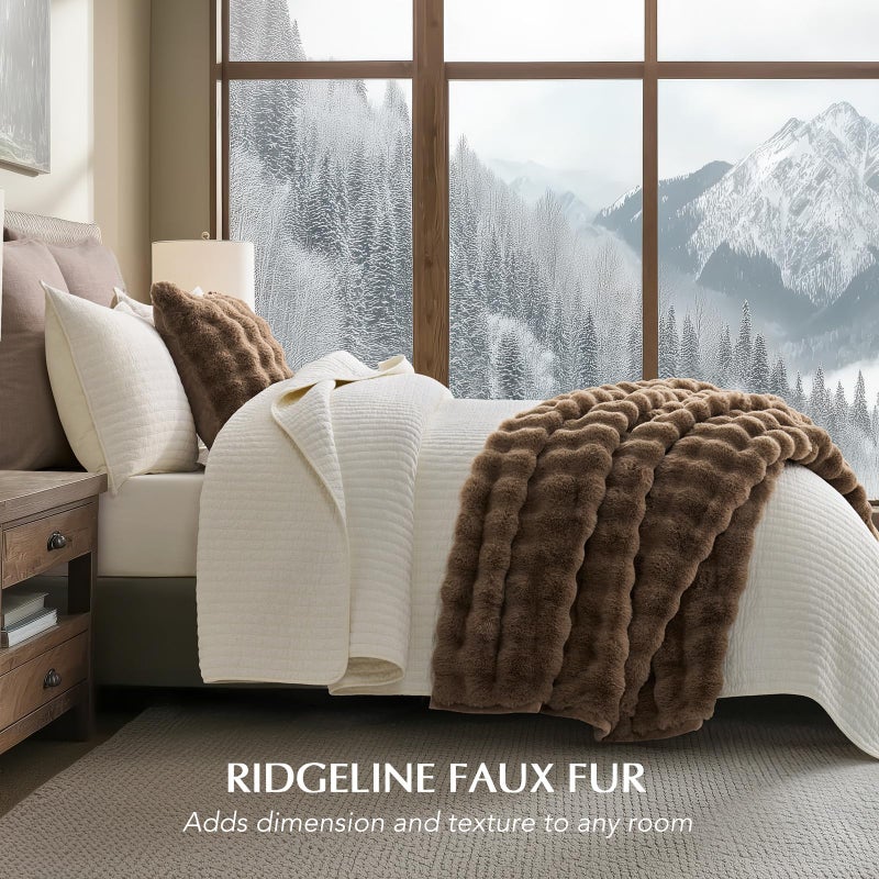 EverGrace Ultra Soft Luxury Fluffy Faux Rabbit Fur Throw Blanket, Thick Warm Bubble Throw for Bed, Cozy Plush Reversible Blankets for Couch, Chair, Sofa, Natural Tan, 60x80 Inches - Image 2