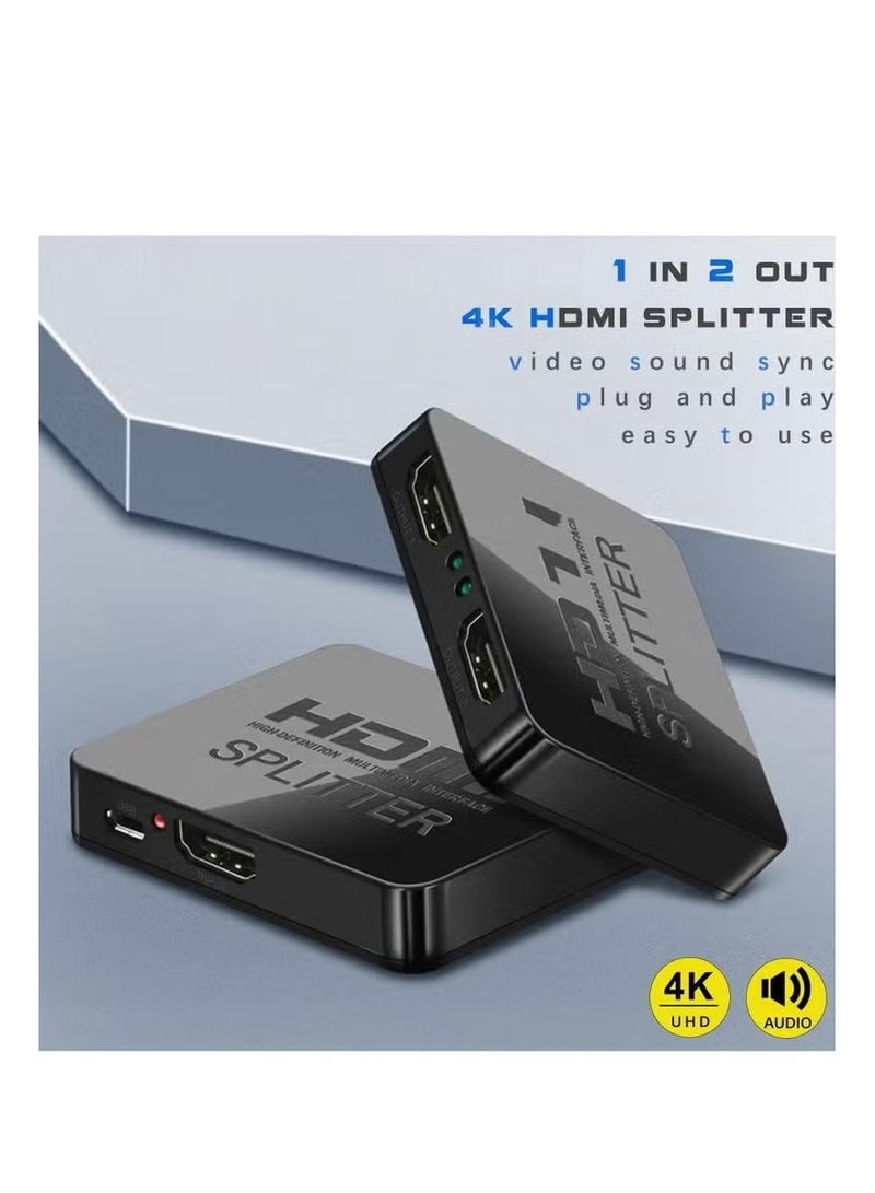 HDMI Splitter 1 in 2 Out 4K with Audio Synchronization – Dual HDMI Adapter for Dual Monitors, Extended & Mirrored Displays – Compatible with TV, PC, Game Consoles - Image 1