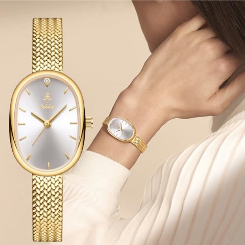 MASTOP Petite Vintage Oval Gold Women’s Watch, Waterproof Elegant Bracelet Watch for Small Wrists Minimalist Easy to Read (Gold White) - Image 5