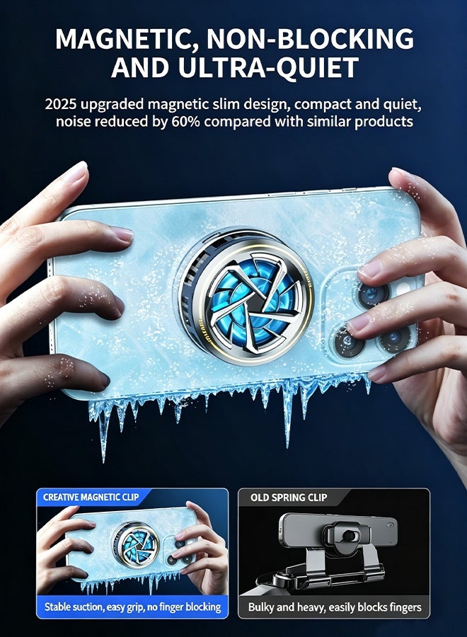 Universal Portable USB Magnetic Semiconductor Wired Mobile Phone Cooler Game Magnetic Phone Cooler, Portable Phone Cooling Fan, Universal Phone Fan Cellphone Radiator for iOS/Android/Tiktok Live Streaming ect,With gaming finger sleeves - Image 5