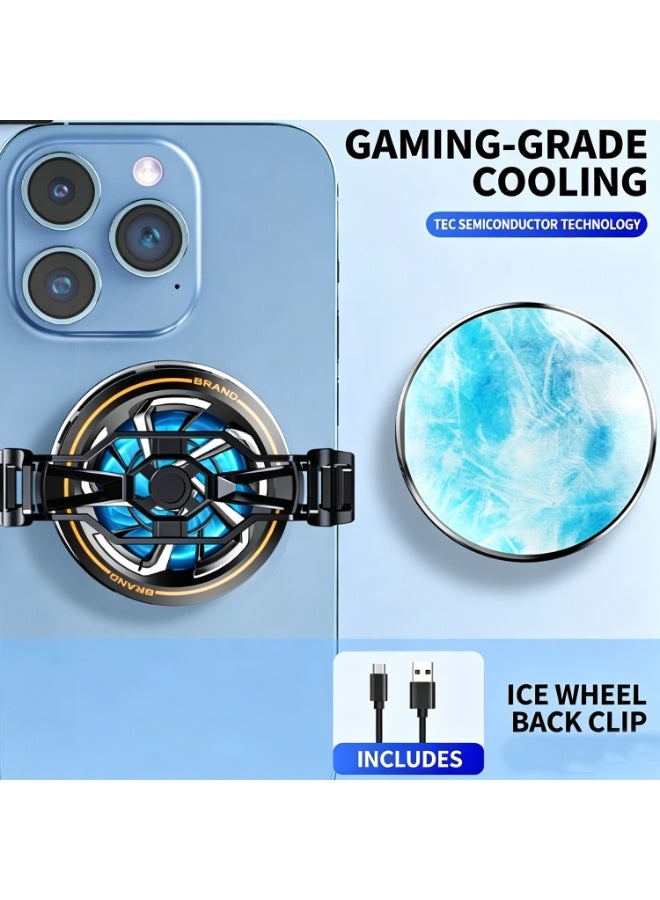 Universal Portable USB Magnetic Semiconductor Wired Mobile Phone Cooler Game Magnetic Phone Cooler, Portable Phone Cooling Fan, Universal Phone Fan Cellphone Radiator for iOS/Android/Tiktok Live Streaming ect,With gaming finger sleeves - Image 3