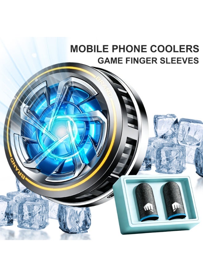 Universal Portable USB Magnetic Semiconductor Wired Mobile Phone Cooler Game Magnetic Phone Cooler, Portable Phone Cooling Fan, Universal Phone Fan Cellphone Radiator for iOS/Android/Tiktok Live Streaming ect,With gaming finger sleeves - Image 1