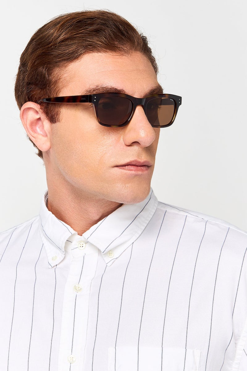 INVU Men B2203 Rectangular Sunglasses, Havana Brown - Image 2