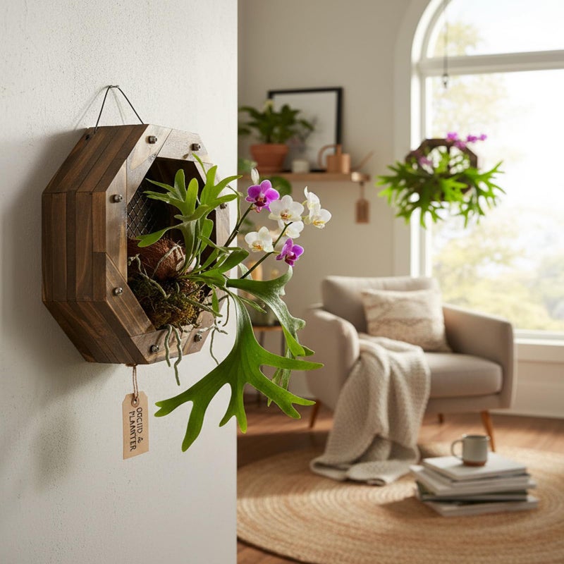 Dranvosk Staghorn Fern Mounting Kit Wood Wall Planter for OrchidsHerbs Indoor Plants Hanging Plant HolderBasket Stand for Wall Decor818inch - Image 2