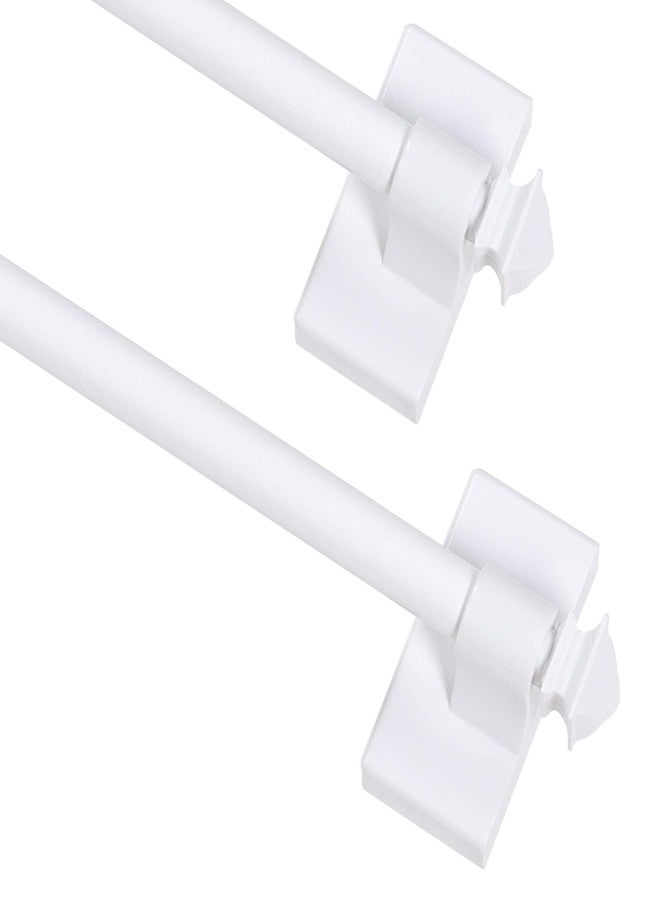Turquoize Multi-Use Adjustable Cafe Sidelight Curtain Rods, 09"-16" Magnetic Rods, White, 2-Pack - Image 1