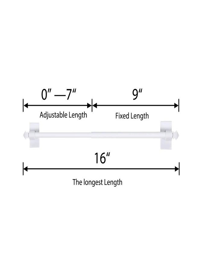 Turquoize Multi-Use Adjustable Cafe Sidelight Curtain Rods, 09"-16" Magnetic Rods, White, 2-Pack - Image 2