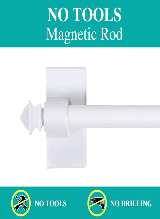 Turquoize Multi-Use Adjustable Cafe Sidelight Curtain Rods, 09"-16" Magnetic Rods, White, 2-Pack - Image 3