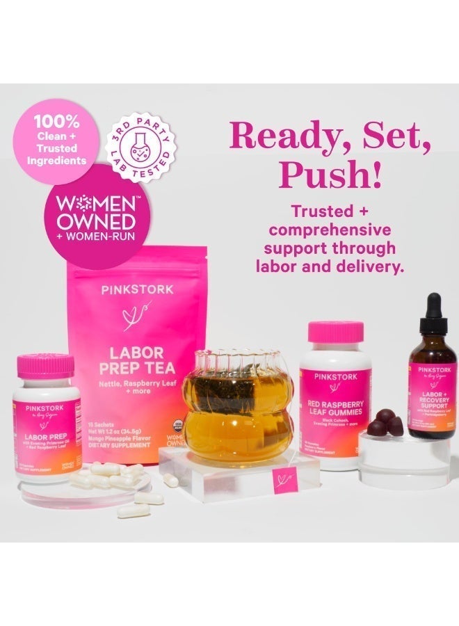 Pink Stork شاي تحضير المخاض مع ورق التوت الأحمر + القراص 15 كيس وزن صافي 1.2 أونصة (34.5 جرام) بنكهة المانجو والأناناس، مكمل غذائي عضوي من وزارة الزراعة الأمريكية، مملوك للنساء - Image 5