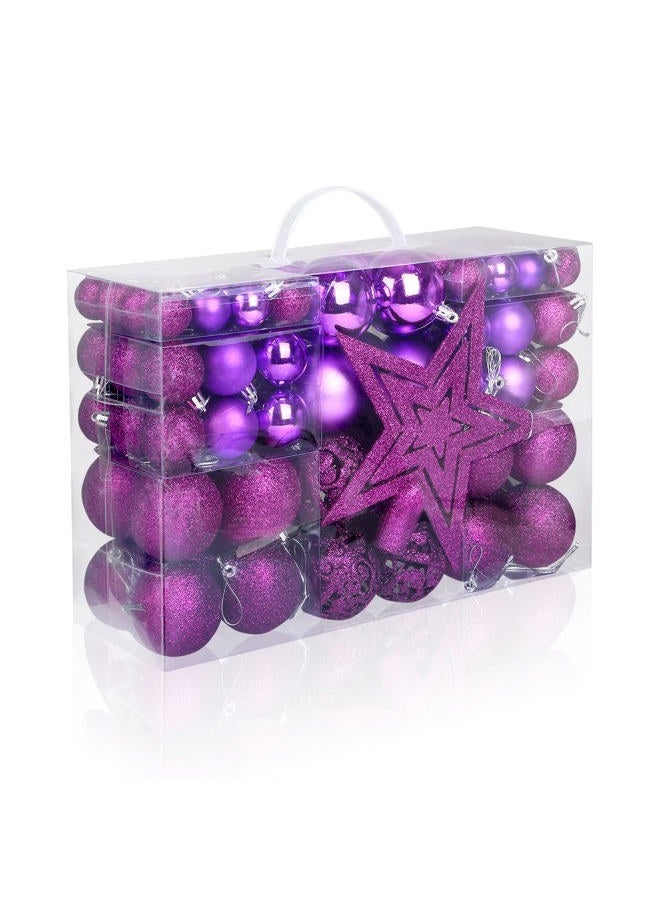 Naler 101pcs Purple Ball Ornaments for Christmas Tree, Shatterproof Christmas Tree Balls Decorative Baubles Hanging Ornaments for Xmas Home Garden Decoration - Image 1