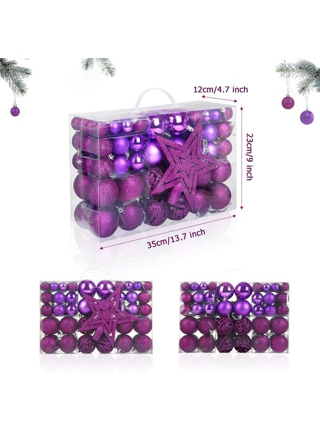 Naler 101pcs Purple Ball Ornaments for Christmas Tree, Shatterproof Christmas Tree Balls Decorative Baubles Hanging Ornaments for Xmas Home Garden Decoration - Image 2